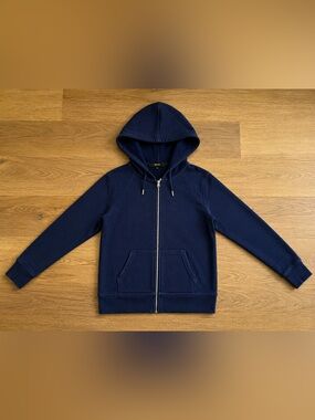 Quince Navy Full Zip Hoodie XS Tencel Modal Blend Soft Lightweight